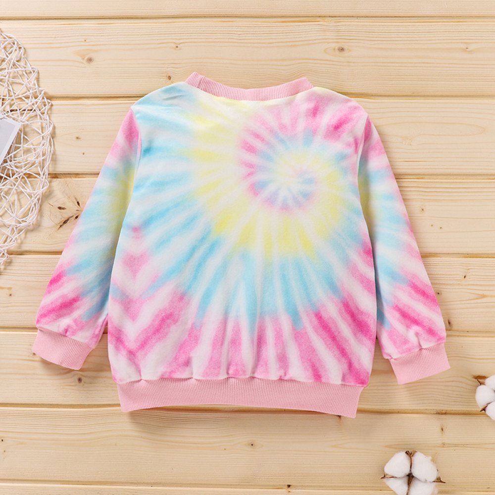 Girls Tie Dye Long Sleeve Fashion Top wholesale kids clothing