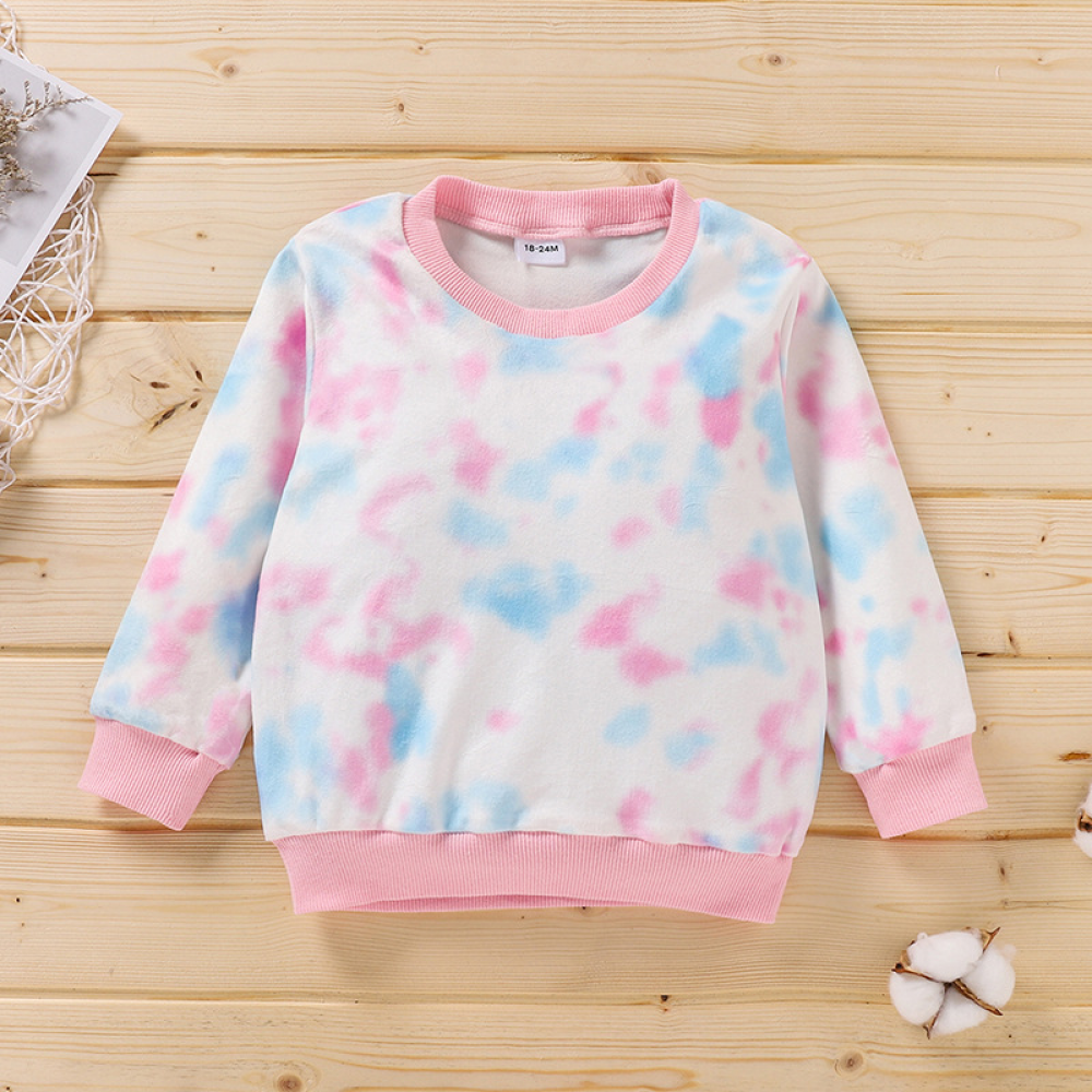 Girls Tie Dye Long Sleeve Fashion Top wholesale kids clothing