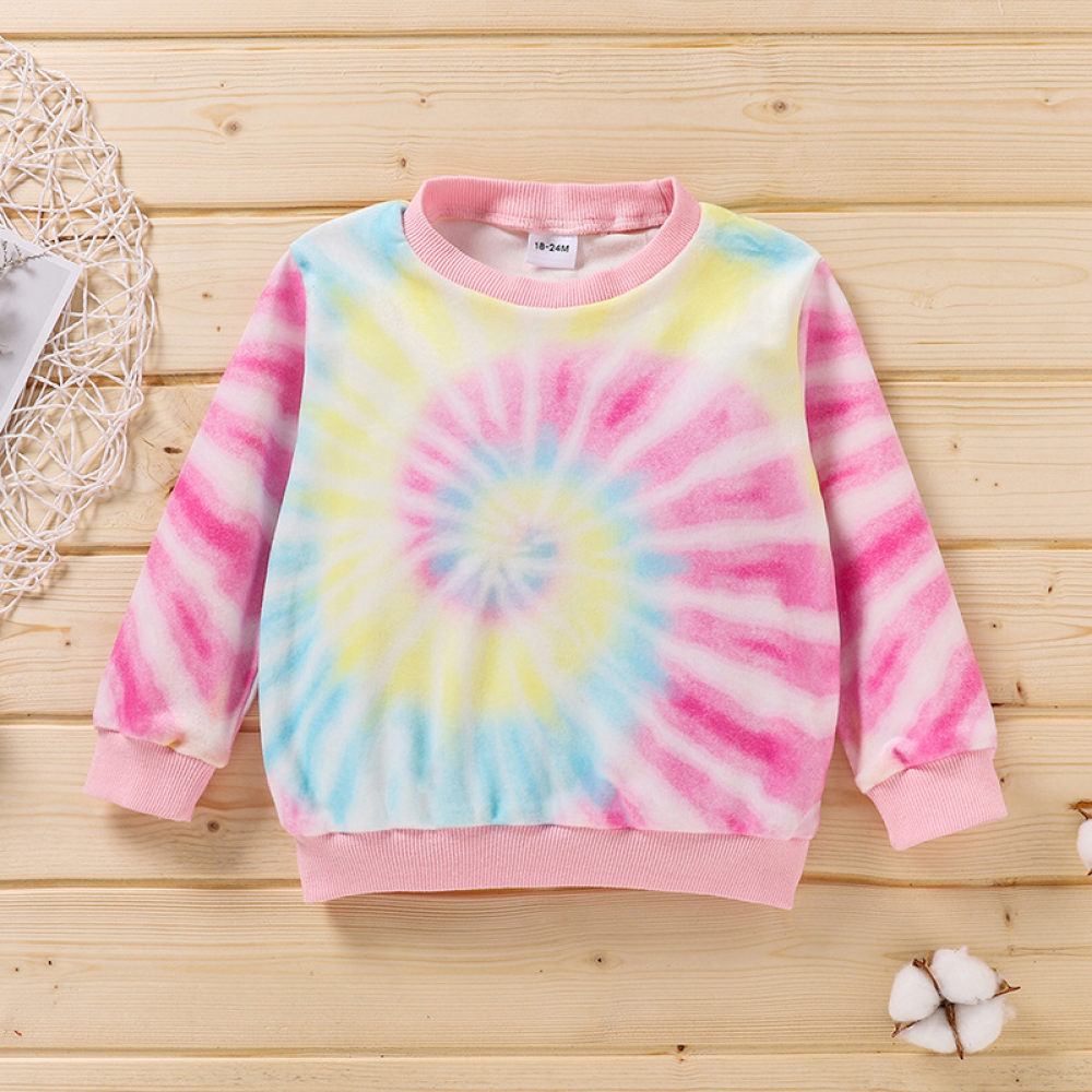 Girls Tie Dye Long Sleeve Fashion Top wholesale kids clothing