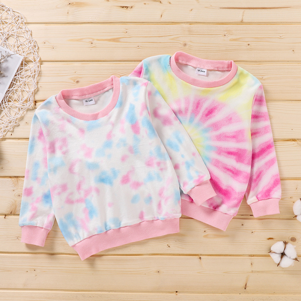 Girls Tie Dye Long Sleeve Fashion Top wholesale kids clothing