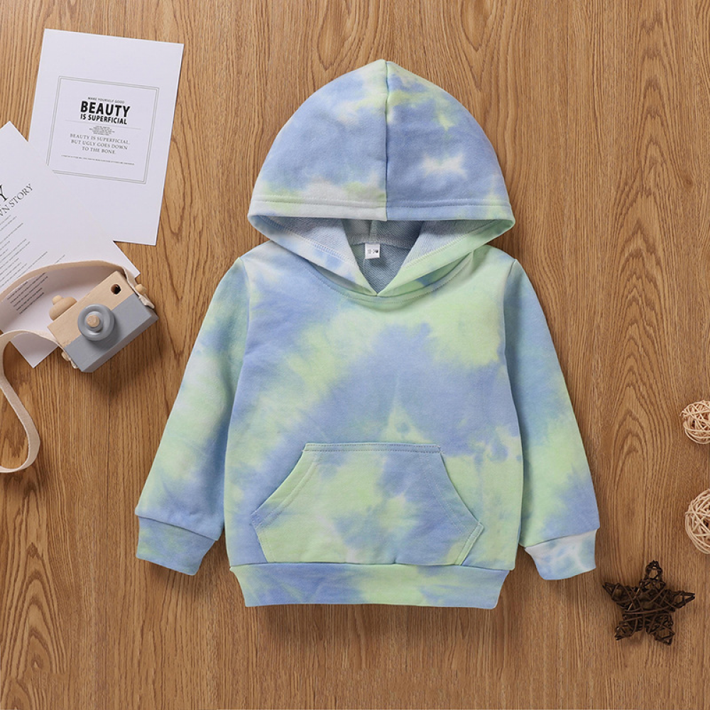 Girls Tie Dye Long Sleeve Hooded T-shirt kids clothes wholesale