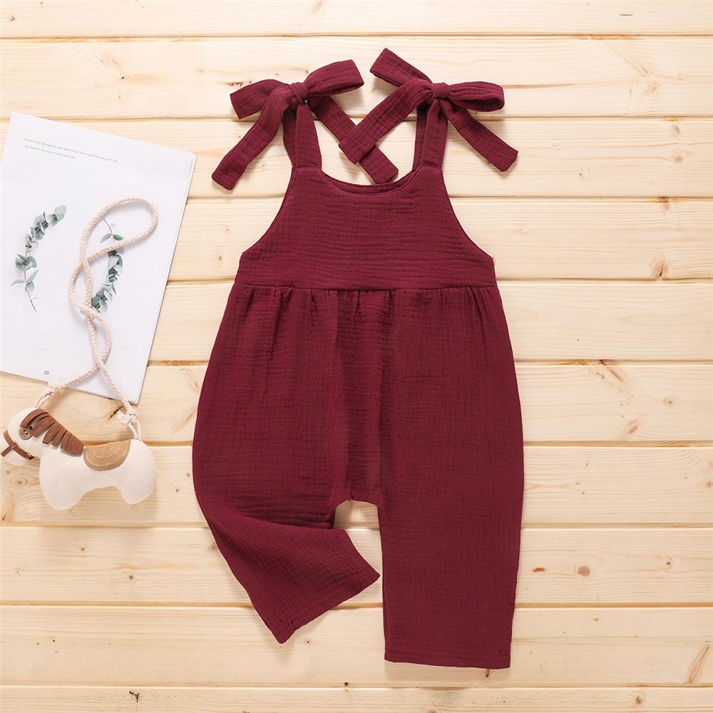 Girls Tie Up Solid Jumpsuit Wholesale Girl Boutique Clothing