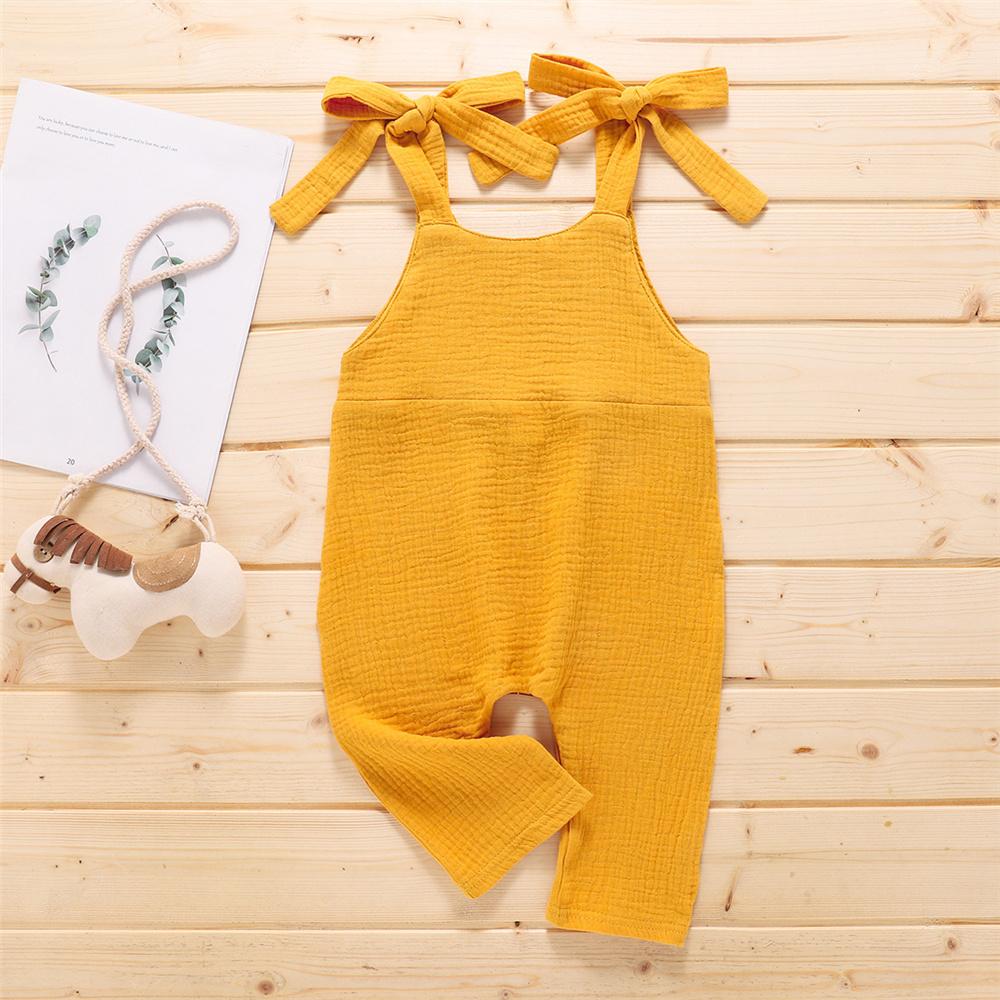 Girls Tie Up Solid Jumpsuit Wholesale Girl Boutique Clothing