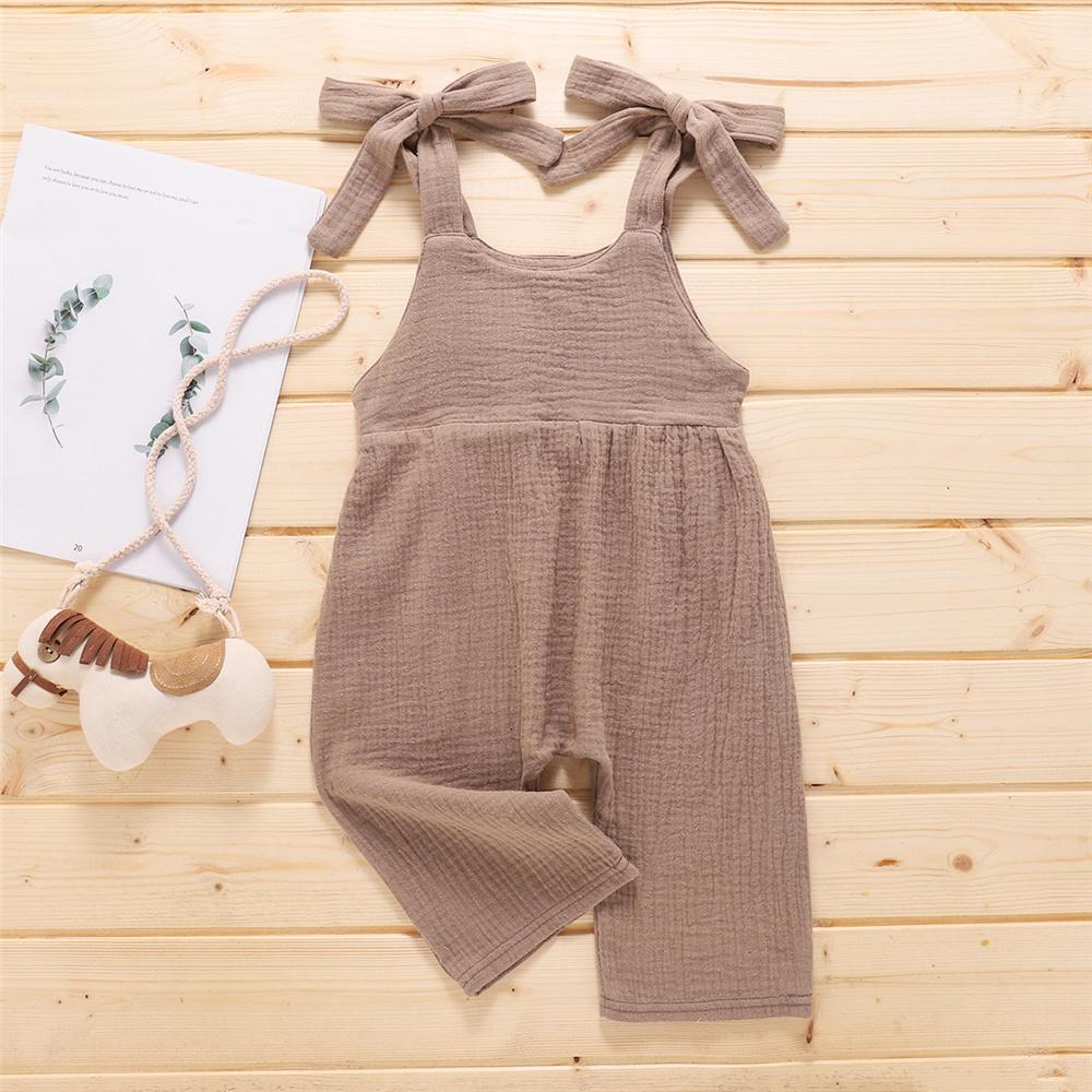 Girls Tie Up Solid Jumpsuit Wholesale Girl Boutique Clothing