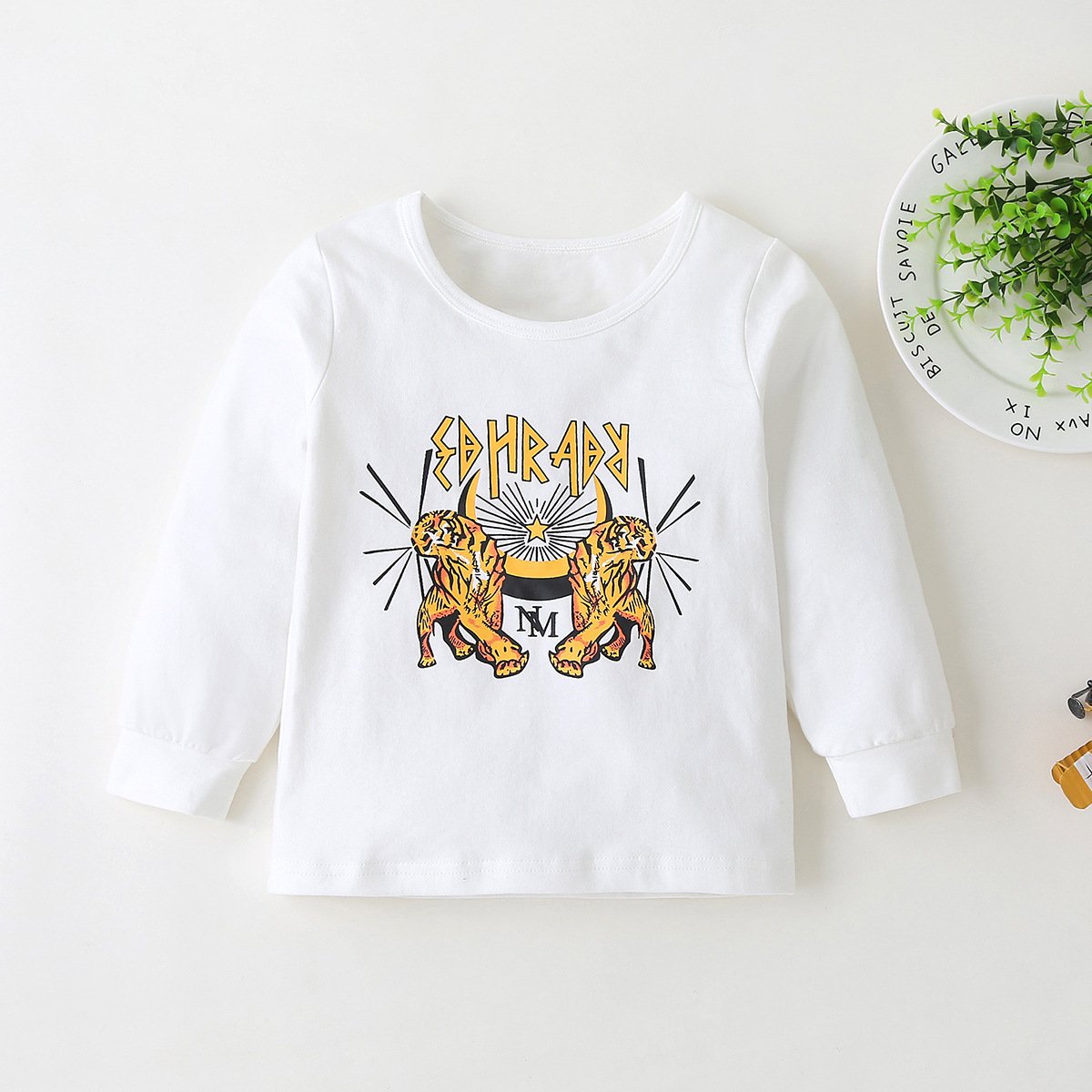 Boys Tiger Letter Printed Long Sleeve Top & Pants children's club wholesale