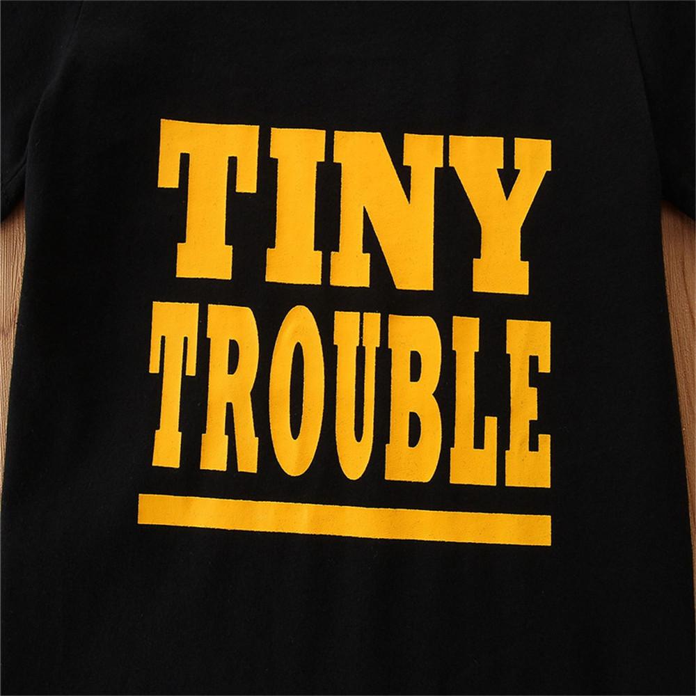 Boys Tiny Trouble Printed Short Sleeve Top & Camo Shorts Wholesale Boys Clothes