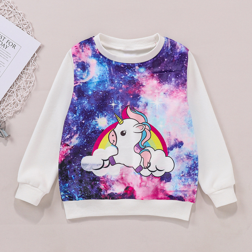 Girls Unicorn Printed Long Sleeve Top trendy kids wholesale clothing