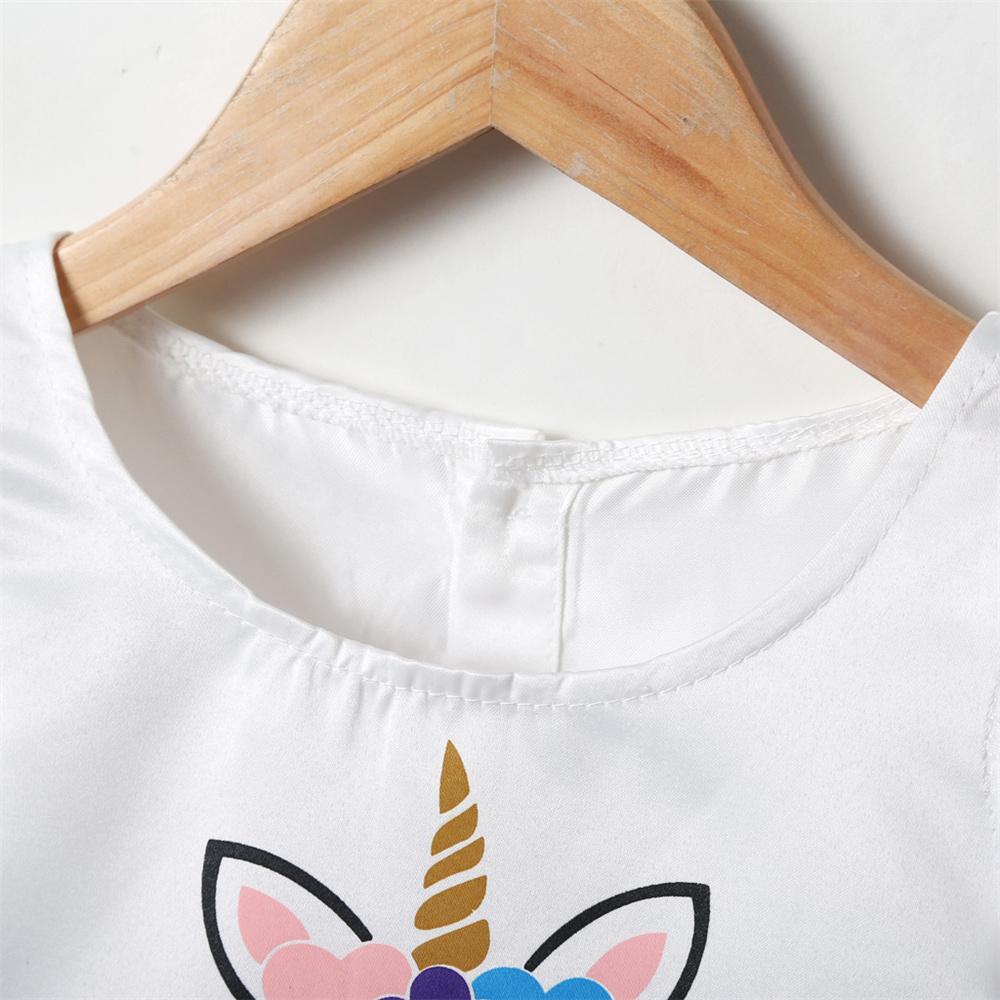 Baby Girls Unicorn Printed Short Sleeve Mesh Princess Dresses baby clothes wholesale usa