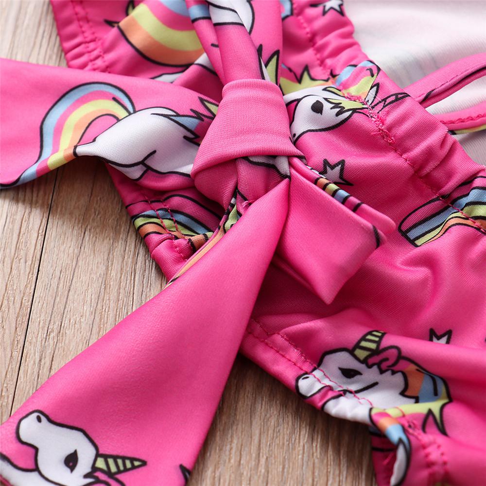 Girls Unicorn Rainbow Printed Sling Top & Shorts Swimwear With Shorts