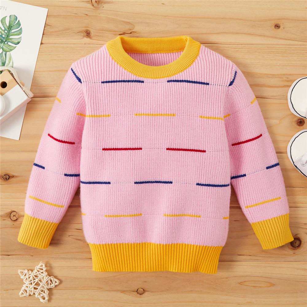 Baby Unisex Color Contrast Casual Pullover Sweaters