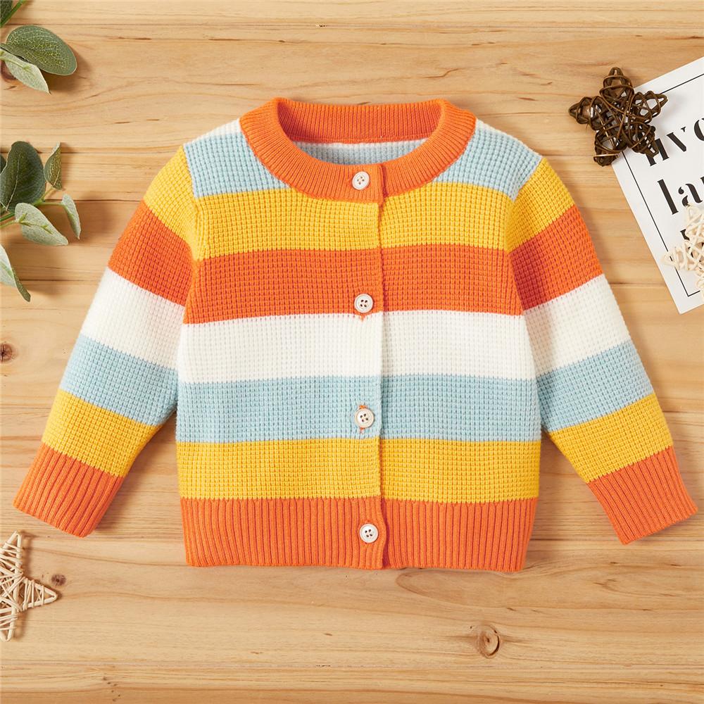 Baby Unisex Striped Long Sleeve Button Sweaters