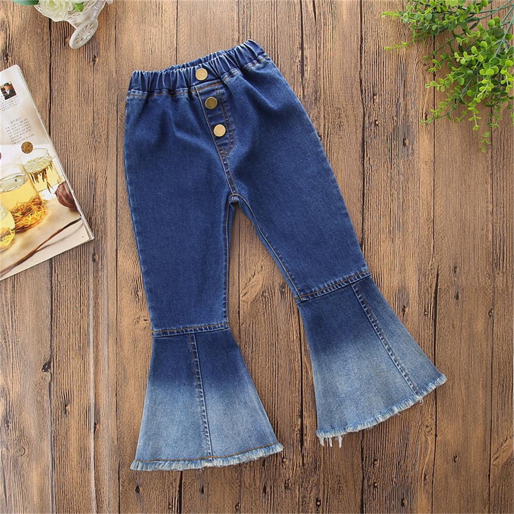 Girls Vintage Flared Denim Casual Trousers Wholesale