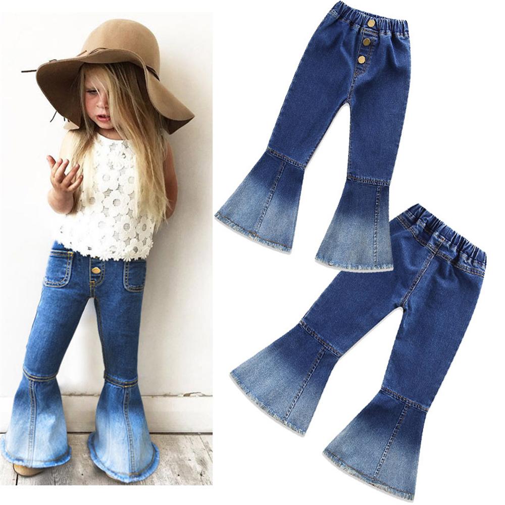 Girls Vintage Flared Denim Casual Trousers Wholesale