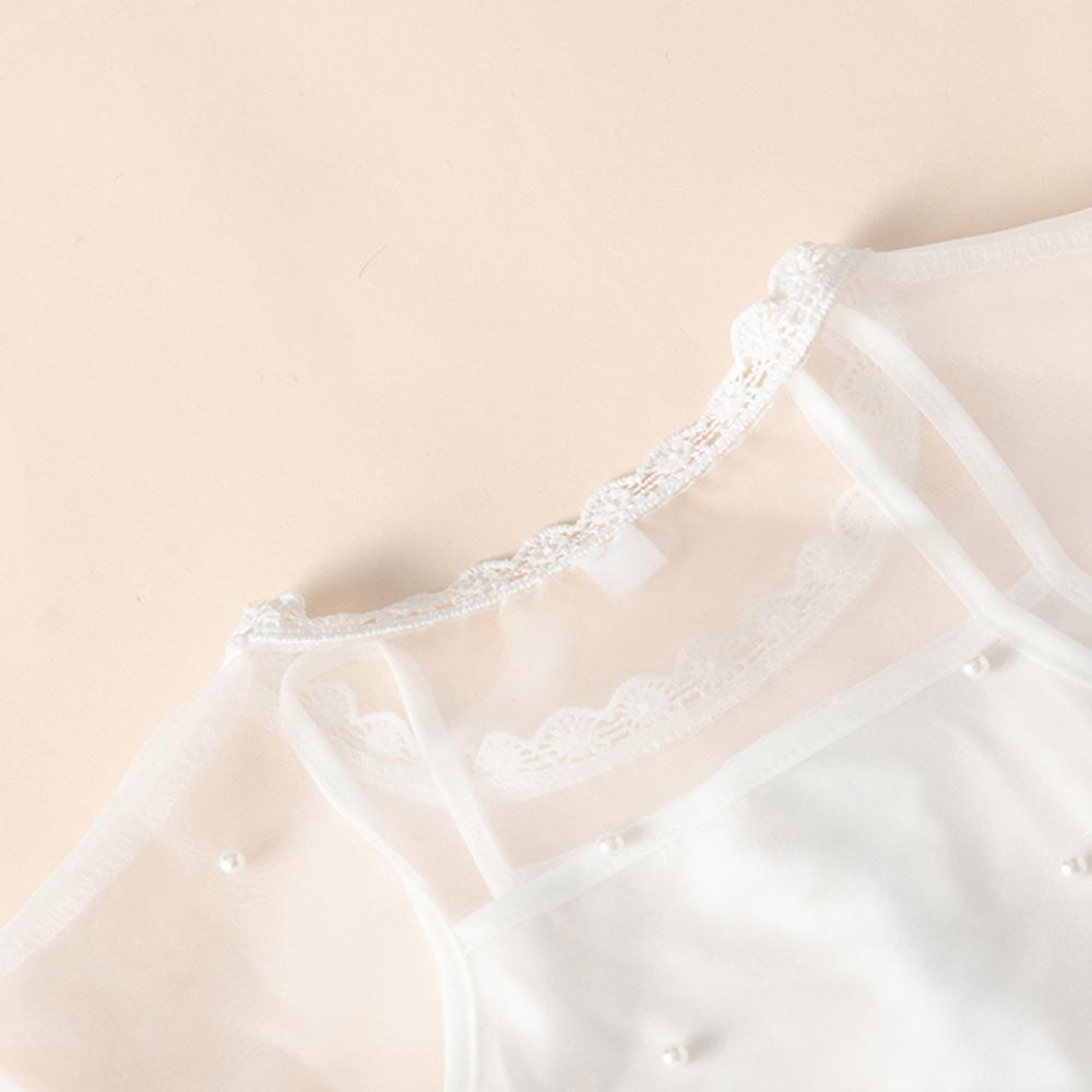 Girls White Short Sleeve Mesh Top & Tank Top & Denim Button Skirt Girls Clothes Wholesale