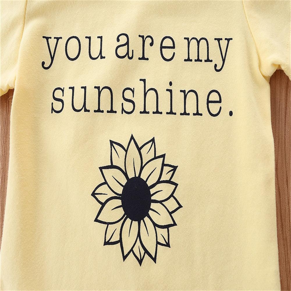 Baby Girls You Are My Sunshine Flower Printed Short Sleeve Romper & Skirt Wholesale Baby Clothes