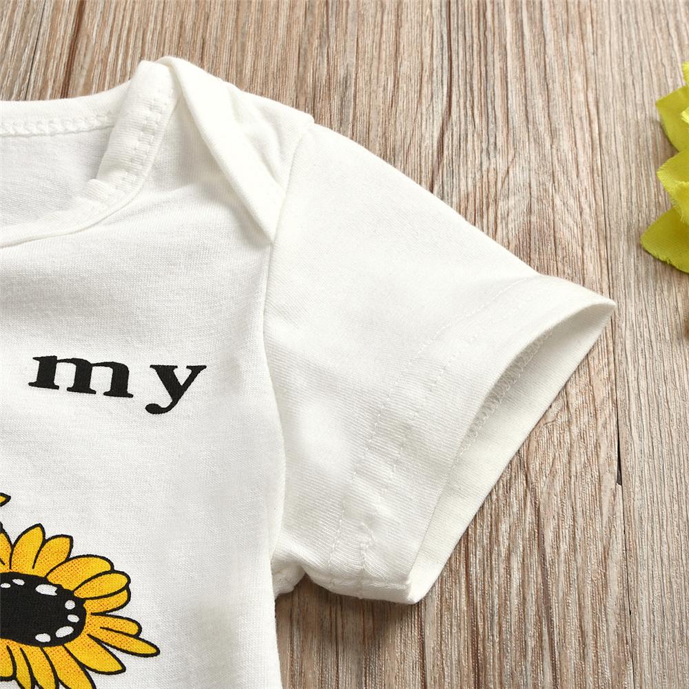 Baby Girls You Are My Sunshine Sunflower Printed Short Sleeve Romper & Shorts Wholesale Clothing Baby