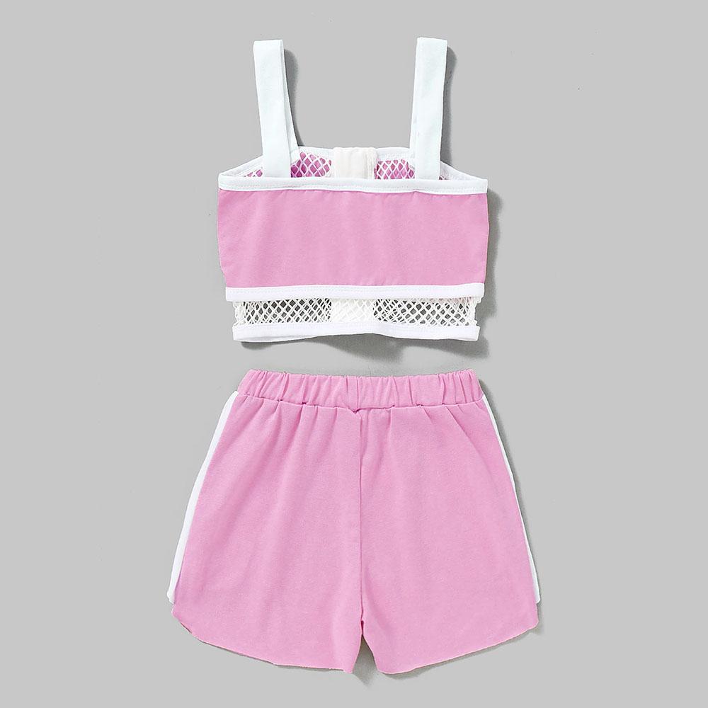 Girls Zipper Hollow Out Sling Top & Shorts wholesale childrens clothing