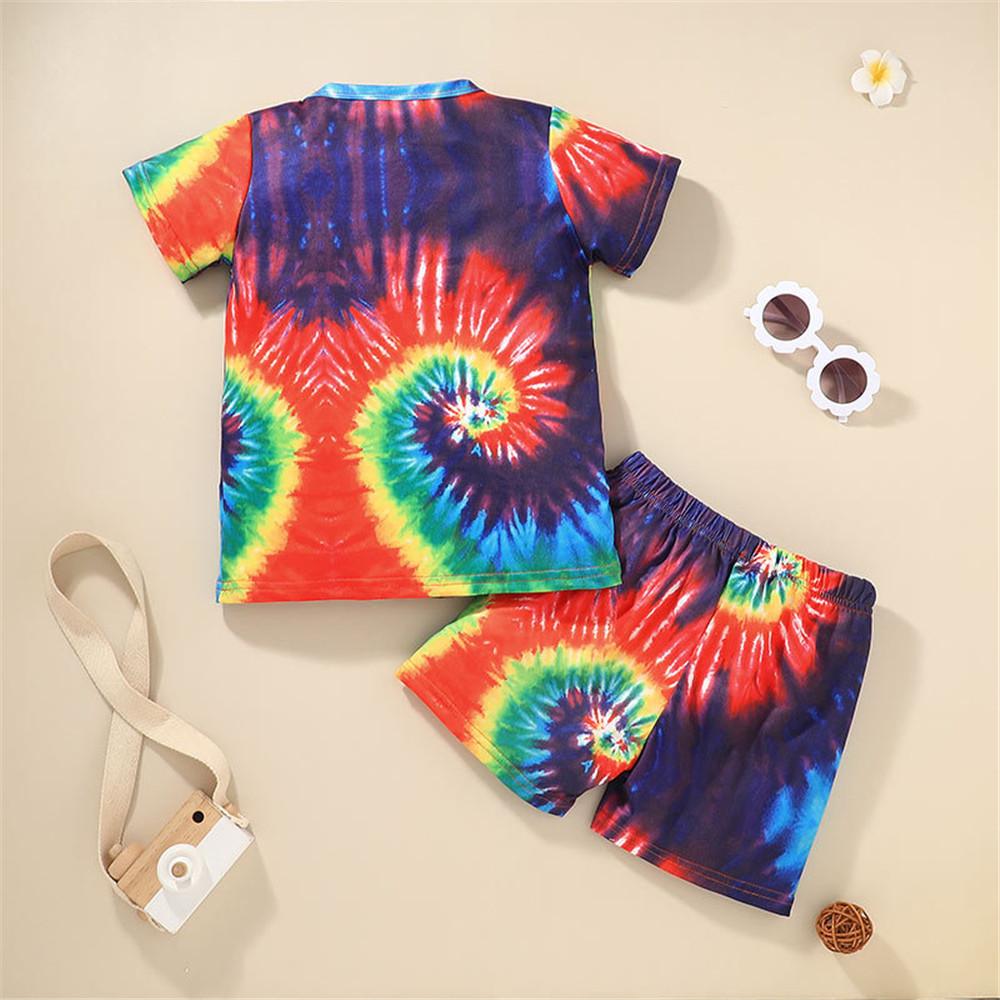 Unisex Short Sleeve Tie Dye Top & Shorts kids clothes wholesale