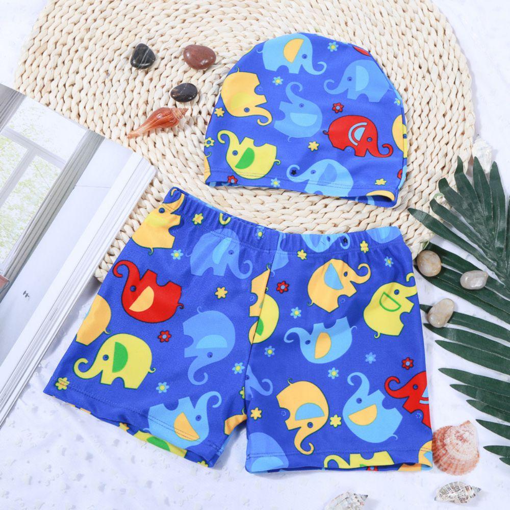 Boy's Swimming Shorts + Hat Children's Cute Cartoon Swimming Suit Wholesale