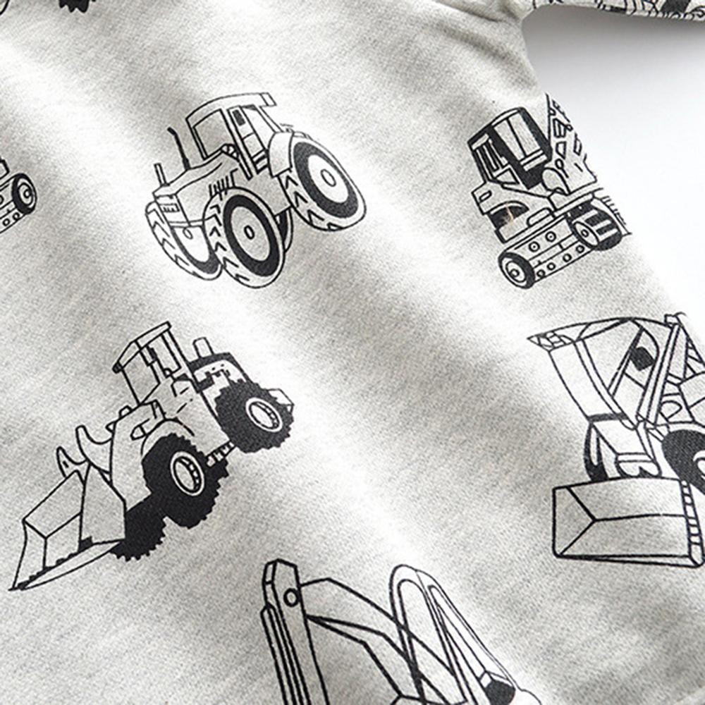 Boys Cartoon Engineering Vehicle Printed Long Sleeve Tops