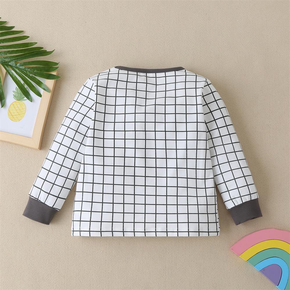 Girls Long Sleeve Plaid Letter Rainbow Printed Top children wholesale clothing
