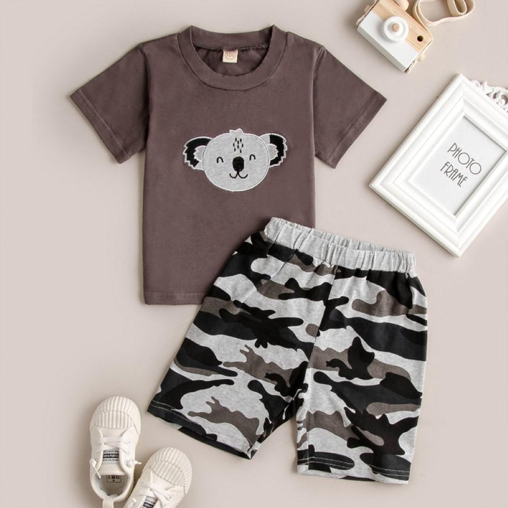 Boys Summer Boys' Animal Print Short Sleeve T-Shirt & Shorts Boy Summer Outfits
