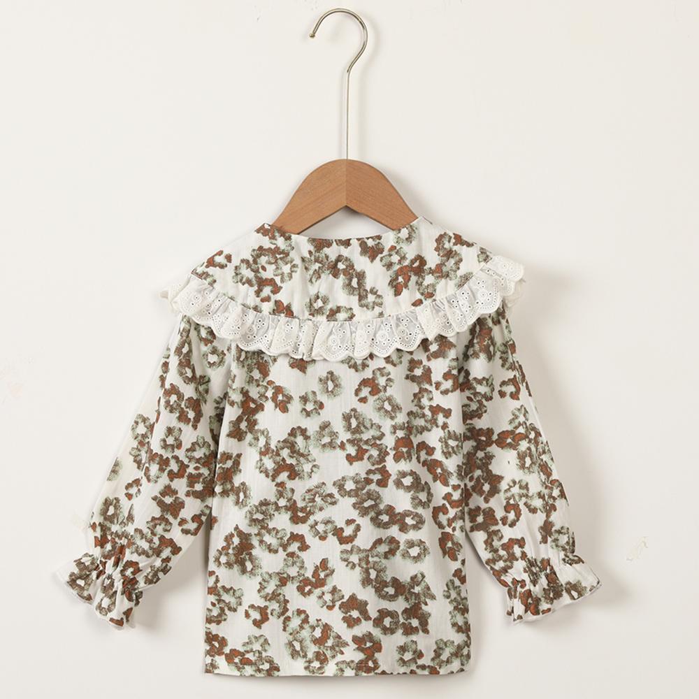 Girls Lace Doll Collar Long Sleeve Floral Printed Cardigan Blouse Wholesale Girls