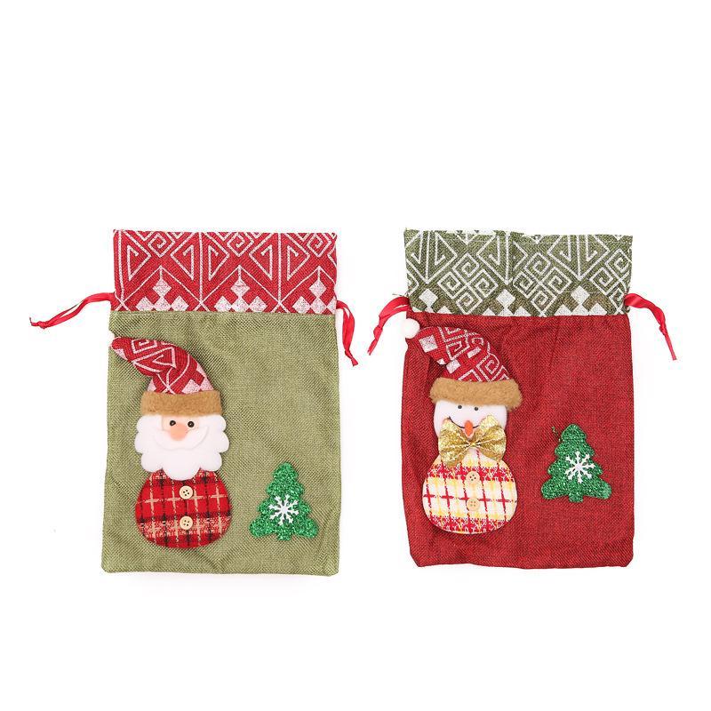 6PCS+ Christmas decoration children's Linen bunches candy biscuit gift bags wholesale