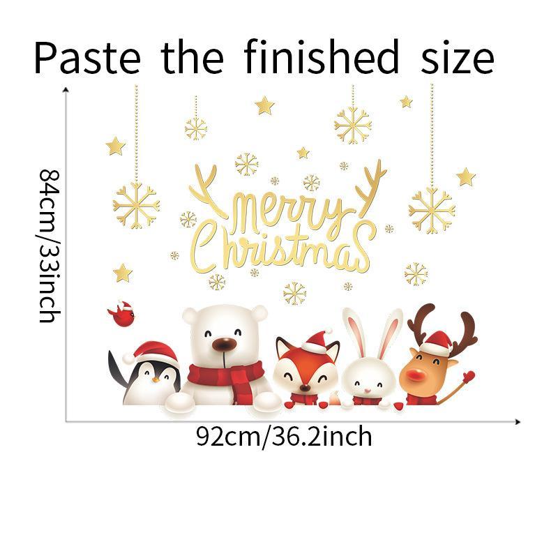 MOQ:6sets Christmas bear and animal decoration wall stickers wholesale