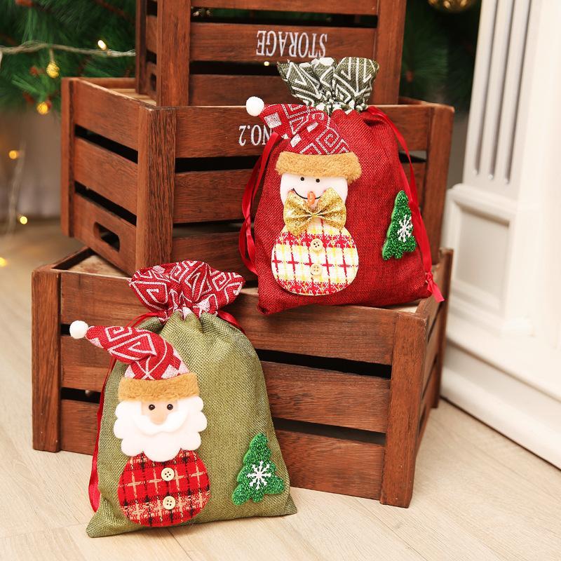 MOQ 6PCS Christmas decoration children's Linen bunches candy biscuit gift bags wholesale