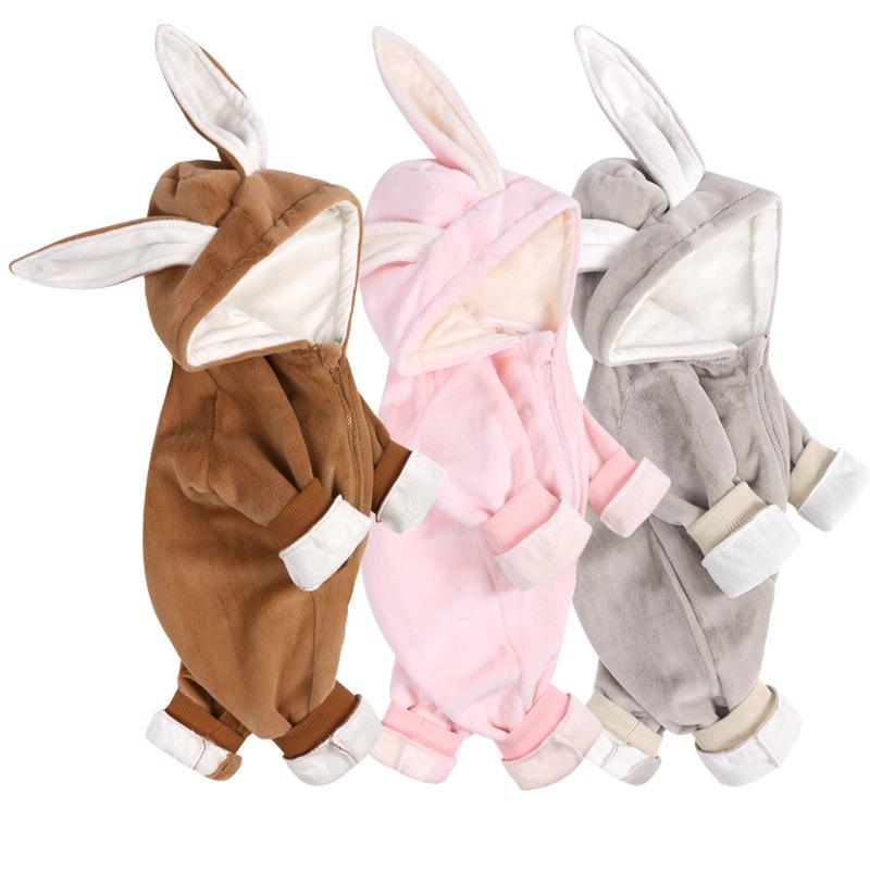 Newborn Baby Girl Winter Jumpsuit Thick and Fluffy  Rabbit Ears Romper Baby Ruffle Rompers Wholesale