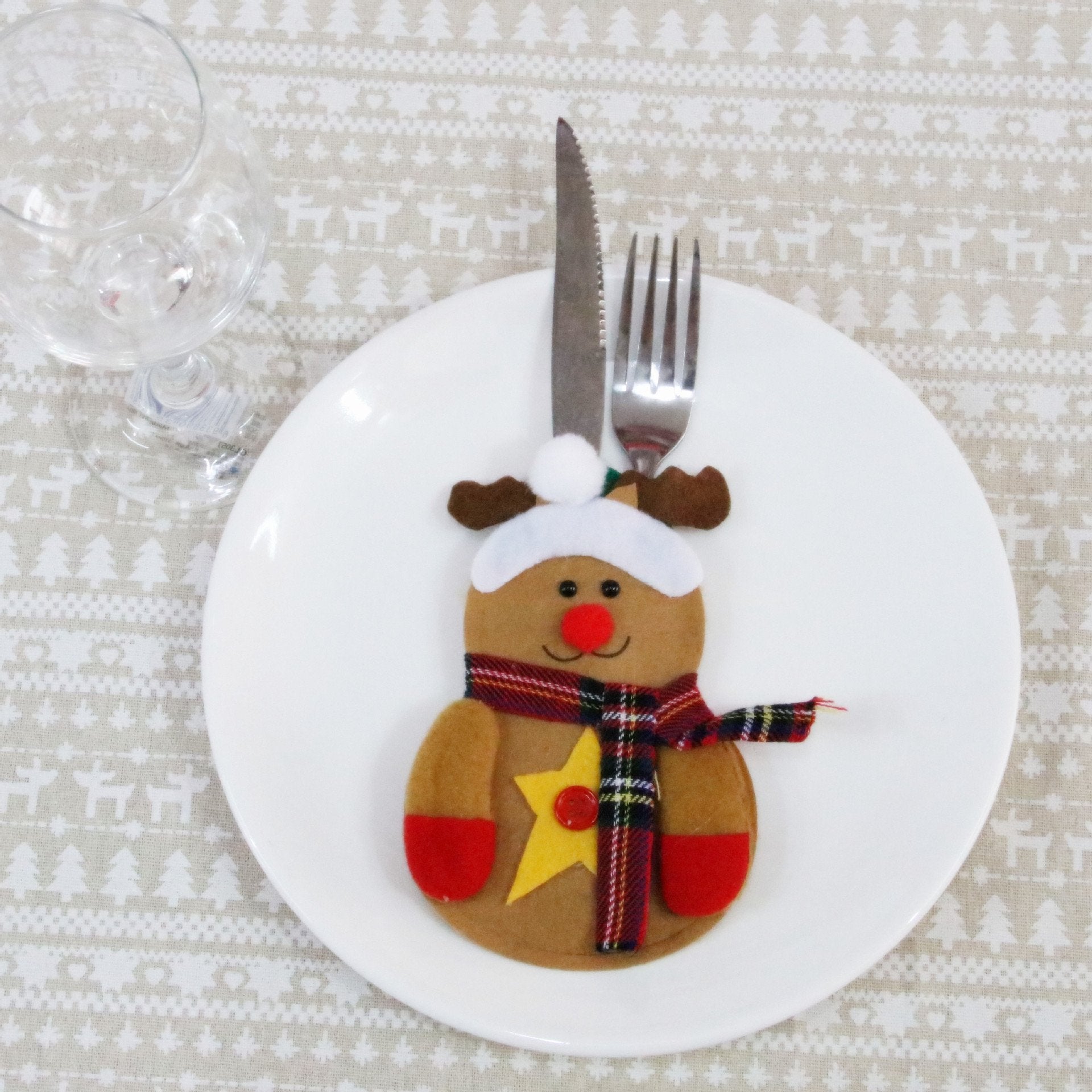 MOQ 3SETS Christmas decorations knife and fork sets Santa Snowman deer(4PCS) wholesale