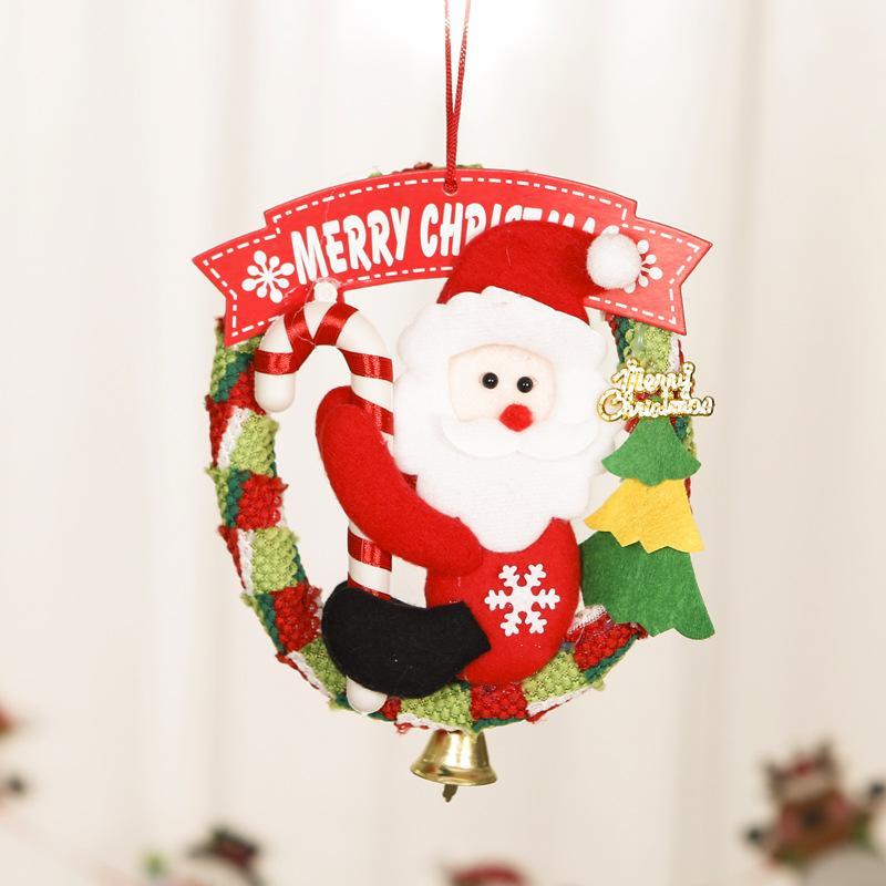 MOQ 4Pcs Christmas ornaments rattan ring pendant garland door wholesale