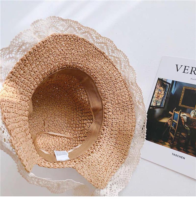 MOQ 4PCS Lace straw hat spring and summer thin style Parent-child wholesale