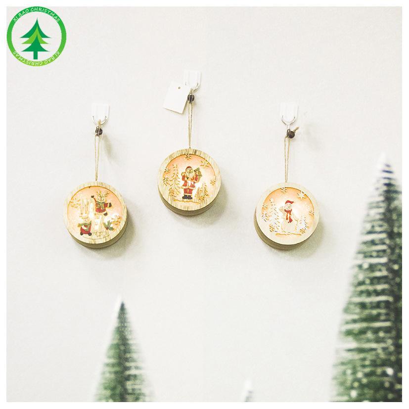 MOQ:10PCS Christmas wooden creative lighting pendant wholesale