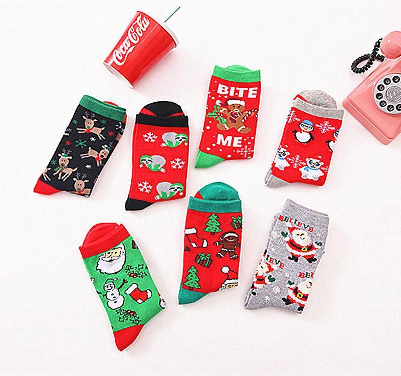 20PCS Random color Christmas cotton medium tube socks wholesale