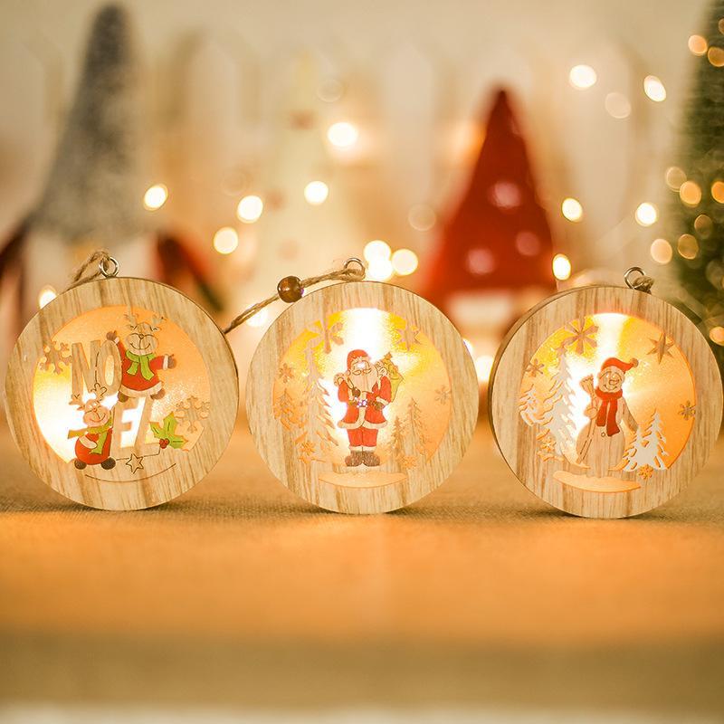 MOQ:10PCS Christmas wooden creative lighting pendant wholesale