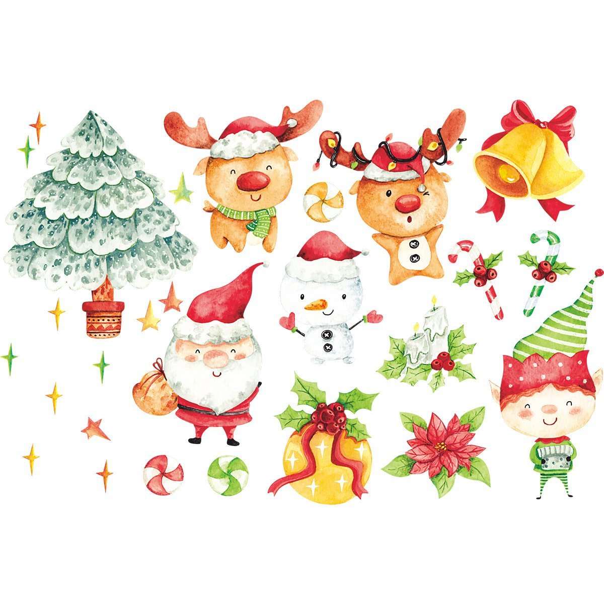 MOQ:3packs Cartoon painted Christmas decoration wall stickers wholesale