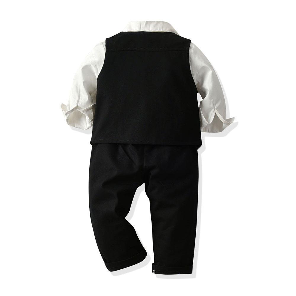 Baby White long-sleeved romper & vest & trousers three-piece wholesale