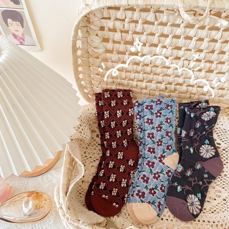 12Pairs+ Floral children's cotton socks wholesale