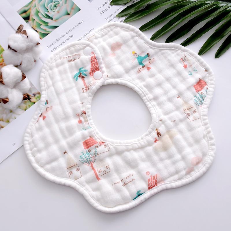 MOQ 12PCS  8-layer cotton bib petal saliva towel Wholesale