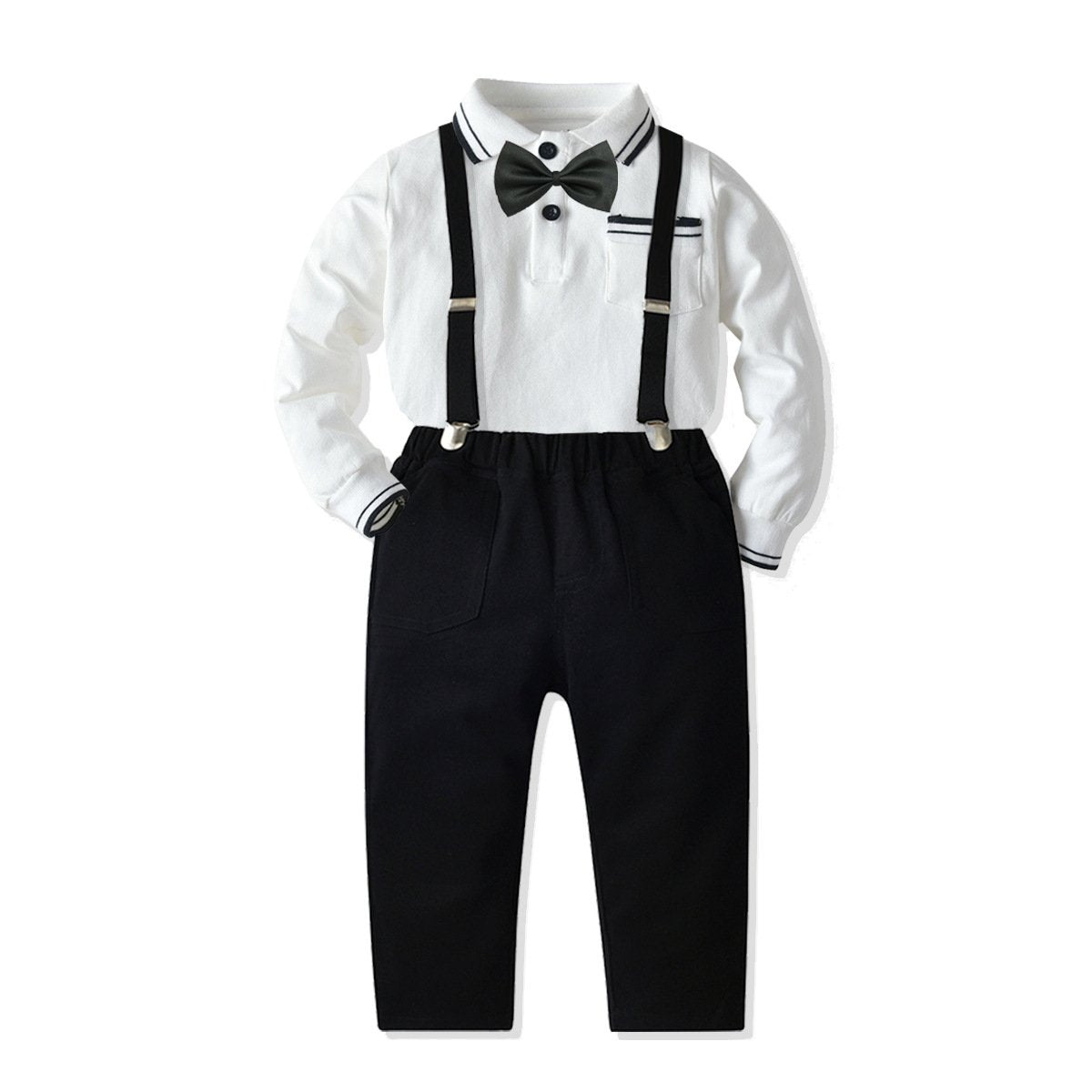 Boys Long Sleeve Cotton Square Collar Pullover T-shirt Trouser Suit Wholesale Toddler Boy Clothes