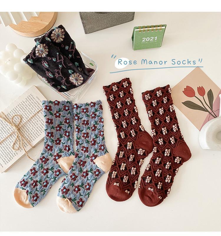 12Pairs+ Floral children's cotton socks wholesale