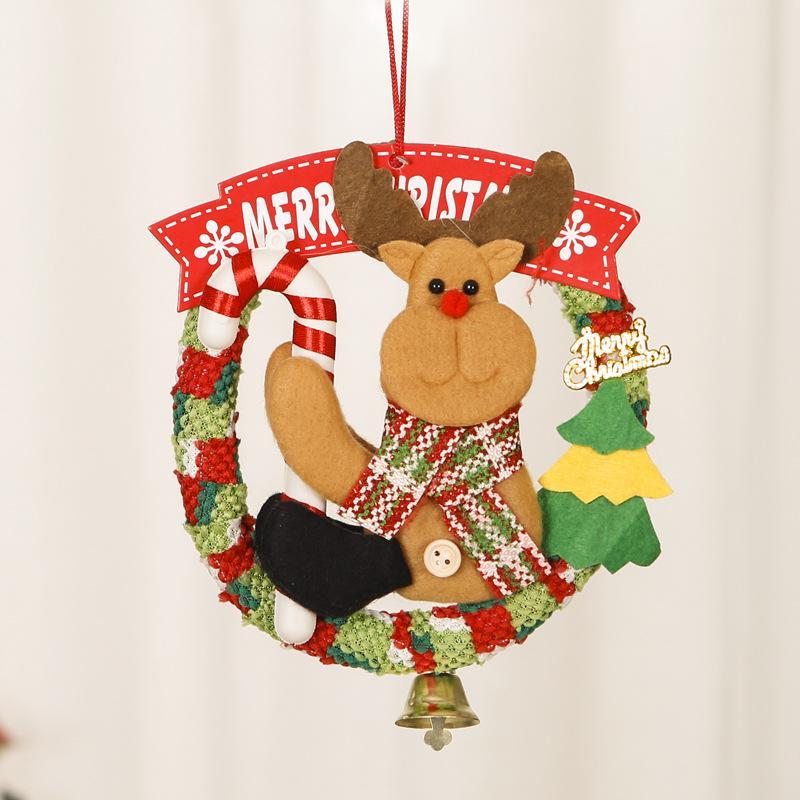 MOQ 4Pcs Christmas ornaments rattan ring pendant garland door wholesale