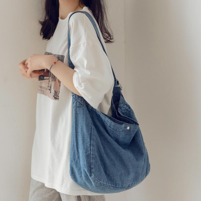 MOQ 3PCS Large Capacity Denim Crossbody Bag Wholesale