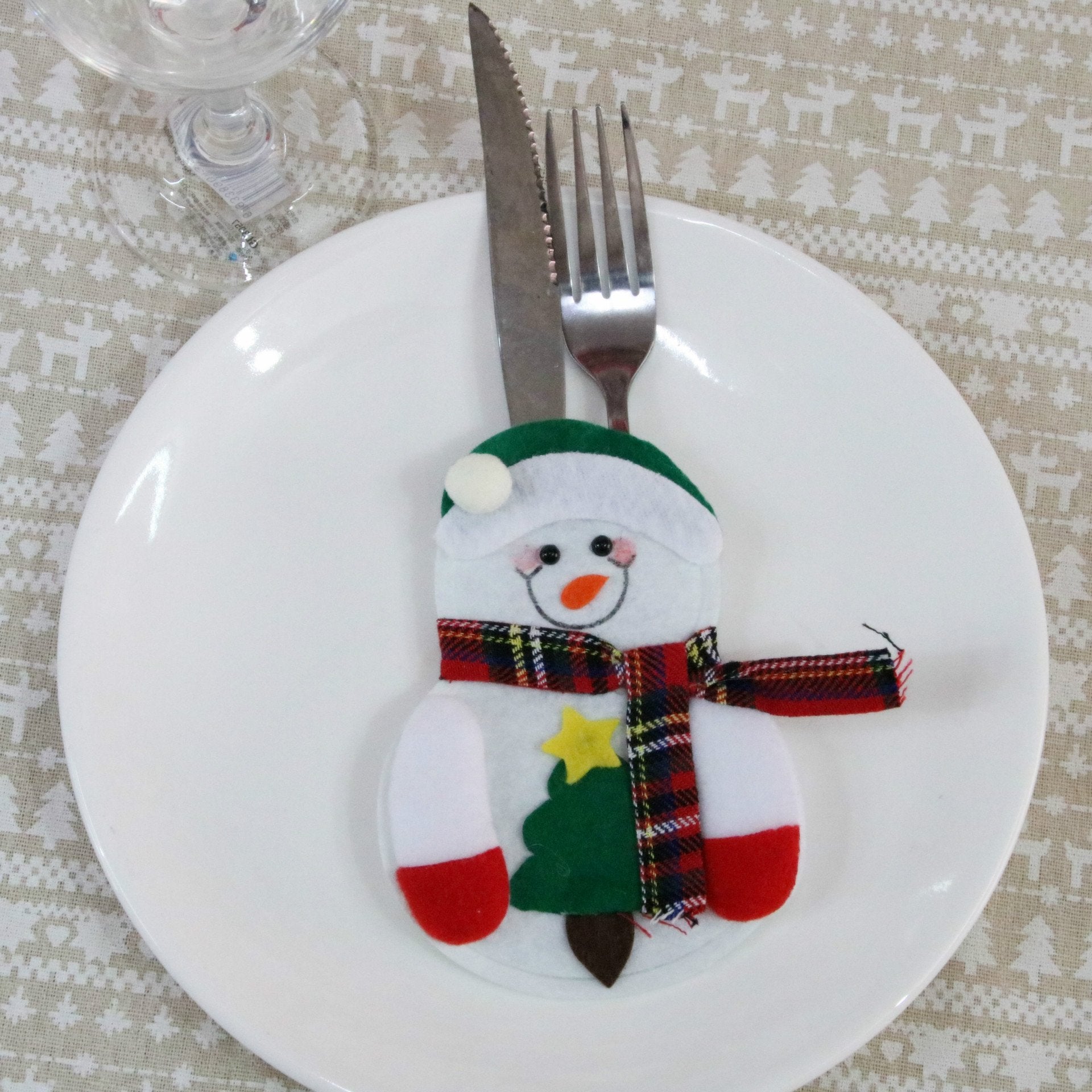 MOQ 3SETS Christmas decorations knife and fork sets Santa Snowman deer(4PCS) wholesale