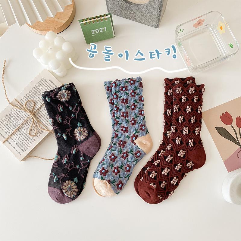 12Pairs+ Floral children's cotton socks wholesale