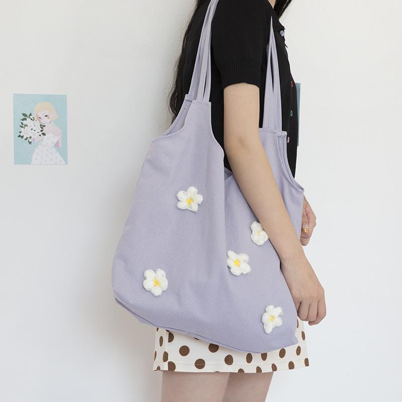 MOQ 3PCS Small Daisy Large Capacity Canvas Bag Wholesale