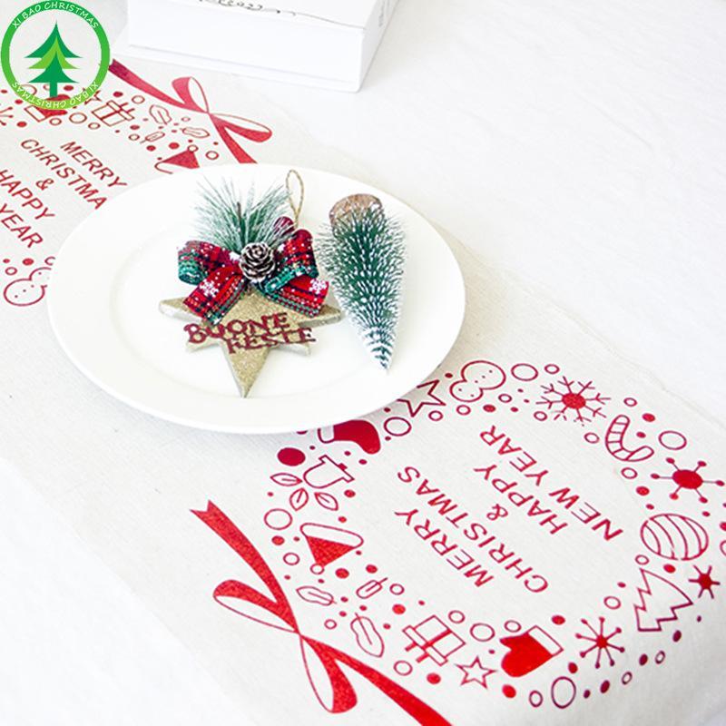 MOQ:4 PCS Christmas cotton and linen printed tablecloth decorations wholesale