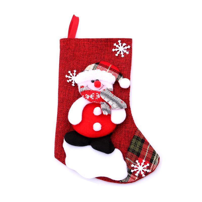 MOQ 4PCS Christmas socks, Christmas decorations, Christmas gift bags, medium linen wholesale